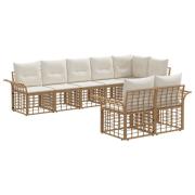 vidaXL Utomhussoffset med kudde 8 pcs Naturlig och Creamvit Polyester