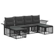 vidaXL Utomhussoffset med kudde 6 pcs Svart och Mörkgrå Polyester