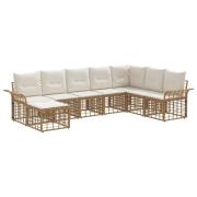 vidaXL Utomhussoffset med kudde 8 pcs Naturlig och Creamvit Polyester