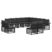 vidaXL Utomhussoffset med kudde 13 pcs Svart och Mörkgrå Polyester