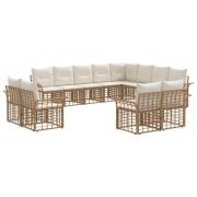 vidaXL Utomhussoffset med kudde 12 pcs Naturlig och Creamvit Polyester