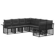 vidaXL Utomhussoffset med kudde 8 pcs Svart och Mörkgrå Polyester