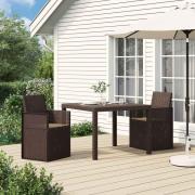 vidaXL Trädgårdsmatstolar 2 pcs Brun och taupe PP