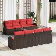 vidaXL Soffset 9 pcs Brun och Röd Polyester