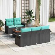 vidaXL Trädgårdsoffset med kudde 6 pcs Svart konstrotting