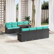 vidaXL Trädgårdsoffset med kudde 7 pcs Svart och blå