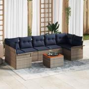 vidaXL Trädgårdsoffset med lagring 8 pcs Grå och Marinblå konstrotting