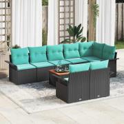 vidaXL Trädgårdsoffset med lagring 9 pcs Svart och turkos konstrotting