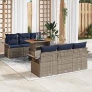 vidaXL Trädgårdsoffset med lagring 7 pcs Grå Poly rattan