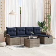 vidaXL Trädgårdsoffset med kudde med lagring 6 pcs Poly rattan