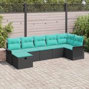vidaXL Trädgårdsoffset med kudde med lagring 7 pcs Poly rattan