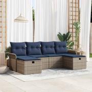vidaXL Trädgårdsoffset med kudde med lagring 6 pcs Poly rattan