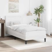 vidaXL Sängram med LED-ljusslingor Vit 90 x 200 cm Konstläder