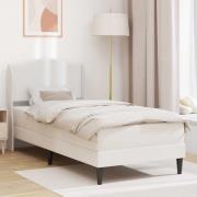 vidaXL Sängram med huvudgavel Vit 90 x 200 cm Konstläder