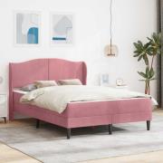 vidaXL Sängram med huvudgavel Rosa 140 x 190 cm Sammet