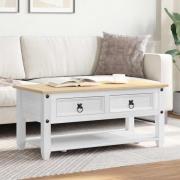 vidaXL Kaffeebord med låda Vit 100 x 48 x 45 cm Massiv furu