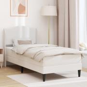 vidaXL Sängram med huvudgavel Vit 100 x 200 cm Konstläder