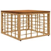 vidaXL Trädgårdsbord Naturlig 55 x 55 x 37 cm PE Rattan och Glas