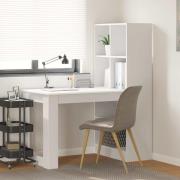 vidaXL Skrivbord med hylla Vit 122 x 67 x 145 cm Konstruerat trä