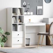 vidaXL Skrivbord med låda med hylla med lagring 2 pcs Vit