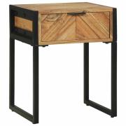 vidaXL Sängbord Brun 40 x 35 x 50 cm Massivt akaciaträ och metall