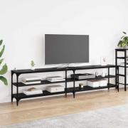 vidaXL TV-skåp Svart Ek 200 x 30 x 50 cm Konstruerat trä och järn
