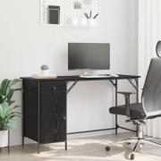 vidaXL Datorbord med låda Svart Ek 131 x 48 x 75 cm Konstruerat trä