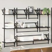 vidaXL Vägghyllset 6 pcs Svart Ek 100 x 25 x 30 cm Konstruerat trä