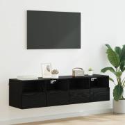 vidaXL TV-väggskåp 2 pcs Svart Ek 60 x 30 x 30 cm Konstruerat trä