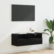 vidaXL TV Vägghylla Svart Ek 80 x 30 x 30 cm Konstruerat trä