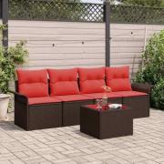 vidaXL Soffset med kudde 5 pcs Brun konstrotting
