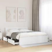 vidaXL Sängram med huvudgavel 2 pcs Vit 150 x 200 cm Konstruerat trä