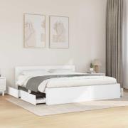 vidaXL Sängram med huvudgavel 2 pcs Vit 193 x 203 cm Konstruerat trä