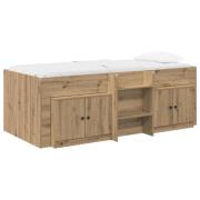 vidaXL Loft sängram med skåp med dörr 3 pcs Artisan-ek Konstruerat trä