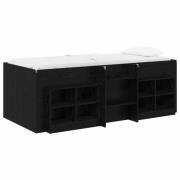 vidaXL Loft sängram med skåp med hylla 3 pcs Svart Konstruerat trä