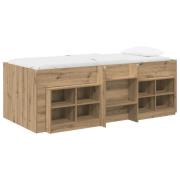 vidaXL Loft sängram med skåp 3 pcs Artisan-ek Konstruerat trä