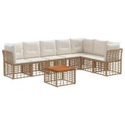 vidaXL Utomhussoffset 8 pcs Naturlig och Creamvit Polyester