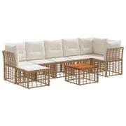 vidaXL Utomhussoffset 8 pcs Naturlig och Creamvit Polyester
