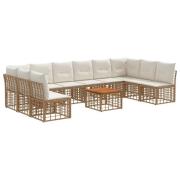 vidaXL Utomhussoffset 11 pcs Naturlig och Creamvit Polyester