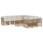 vidaXL Utomhussoffset 12 pcs Naturlig och Creamvit Polyester