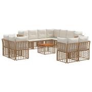 vidaXL Utomhussoffset 12 pcs Naturlig och Creamvit Polyester
