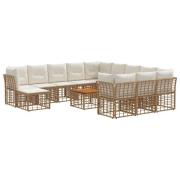 vidaXL Utomhussoffset 13 pcs Naturlig och Creamvit Polyester