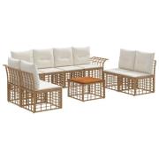 vidaXL Utomhussoffset 9 pcs Naturlig och Creamvit Polyester