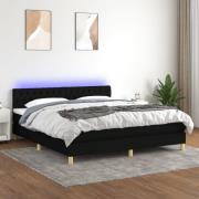 vidaXL Ramsäng med madrass & LED svart 180x200 cm tyg