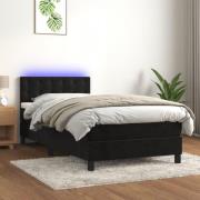 vidaXL Resårsäng med madrass och LED svart 80x200 cm sammet