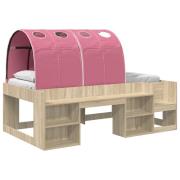 vidaXL Sängram med tunnel 3 pcs Sonoma-ek och rosa Konstruerat trä