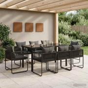 vidaXL Trädgårdsmöbelset 9 pcs Svart och Anthracit 160 x 80 x 73 cm