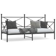 vidaXL Dagbädd utan madrass svart 75x190 cm stål