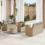 vidaXL Trädgårdsoffset 8 pcs Beige konstrotting