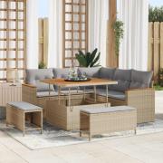 vidaXL Trädgårdsoffset 8 pcs Beige konstrotting